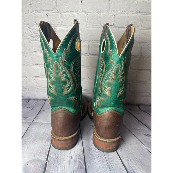 Justin Mens Bent Rail Boot America Cow Foot Double Stitched Wide Round Toe 9 - Picture 9 of 10